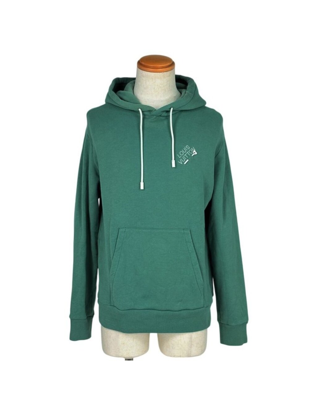 Louis Vuitton Logo Pullover Hoodie Top Cotton Green